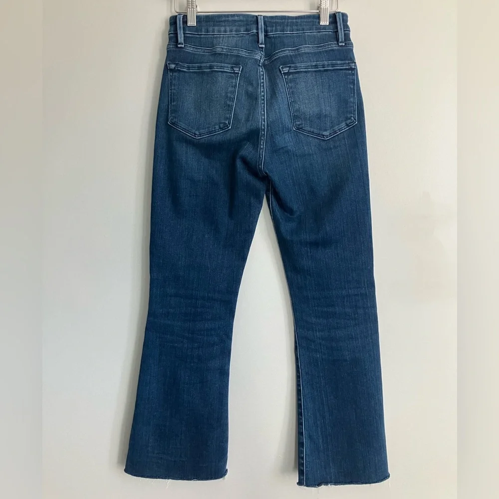 FRAME Le Crop Mini Boot Raw Hem Mid-High Rise Dark Wash Jeans Size 27 - Picture 5 of 12